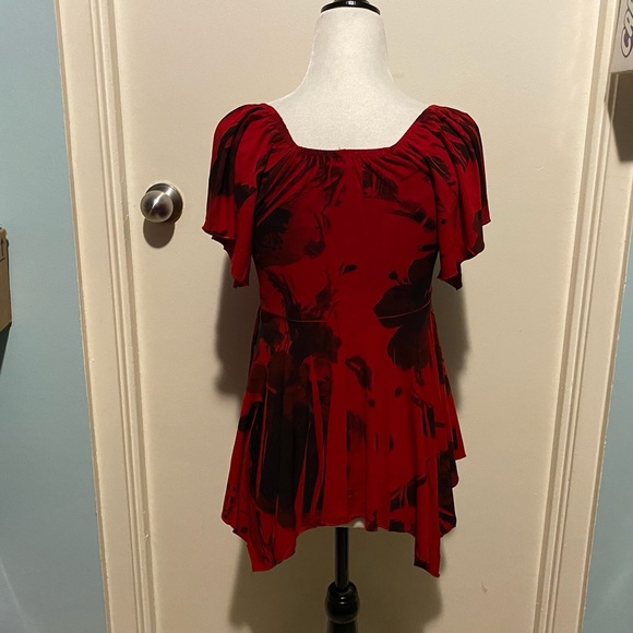 PRETTY WOMEN BLACK & RED BLOUSE - Picture 5 of 9